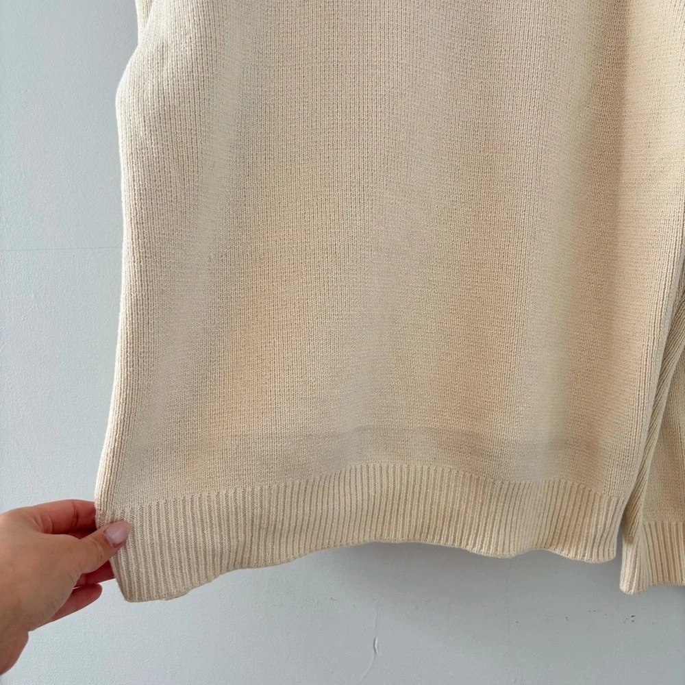 Reformation Brooklyn Organic Cotton Sweater Polo Thick Knit Pullover Cream - Picture 7 of 8